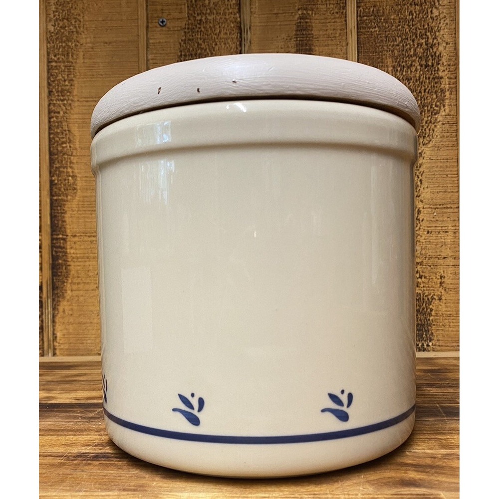 2 quart ceramic crock w/ lid cache pot‎ planter roseville friendship pottery fp